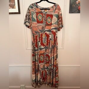 CHICO’s, patterned 90s western maximalist maxi dress. Size 2